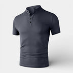 Stand Collar Henley Shirt Short Sleeve for Men