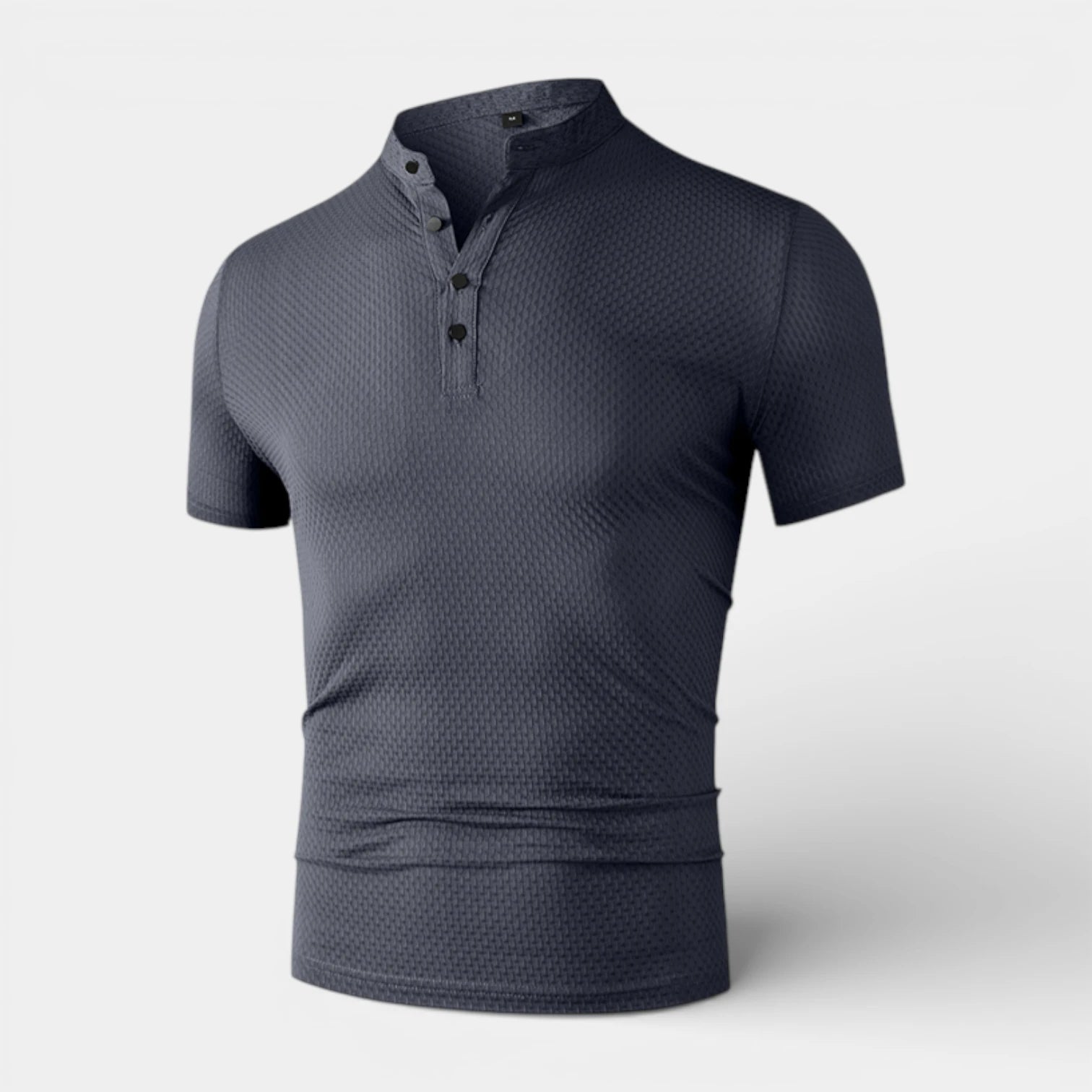 Stand Collar Henley Shirt Short Sleeve for Men