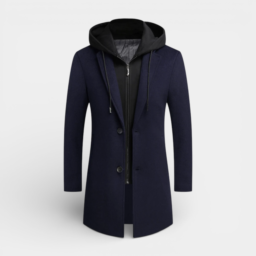 Hooded Overcoat Layered Zip-Button Front for Men