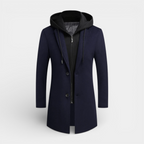 Hooded Overcoat Layered Zip-Button Front for Men