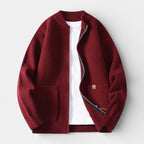Zip-Up Rib Knit Cardigan Jacket Regular Fit for Men