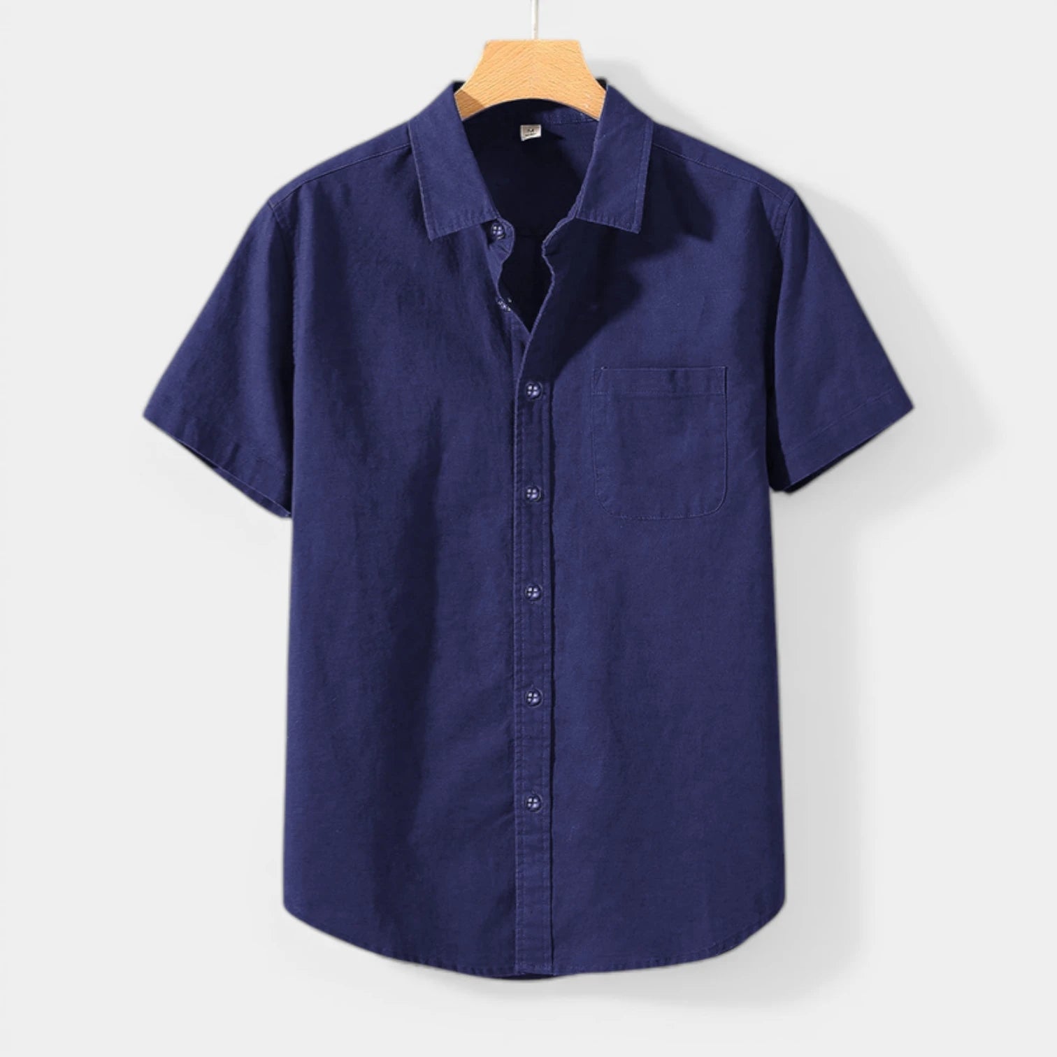 Short Sleeve Button-Up Shirt Chest Pocket for Men