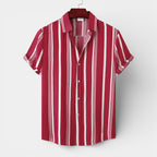 Button-Up Striped Tee Shirt Regular Fit for Men
