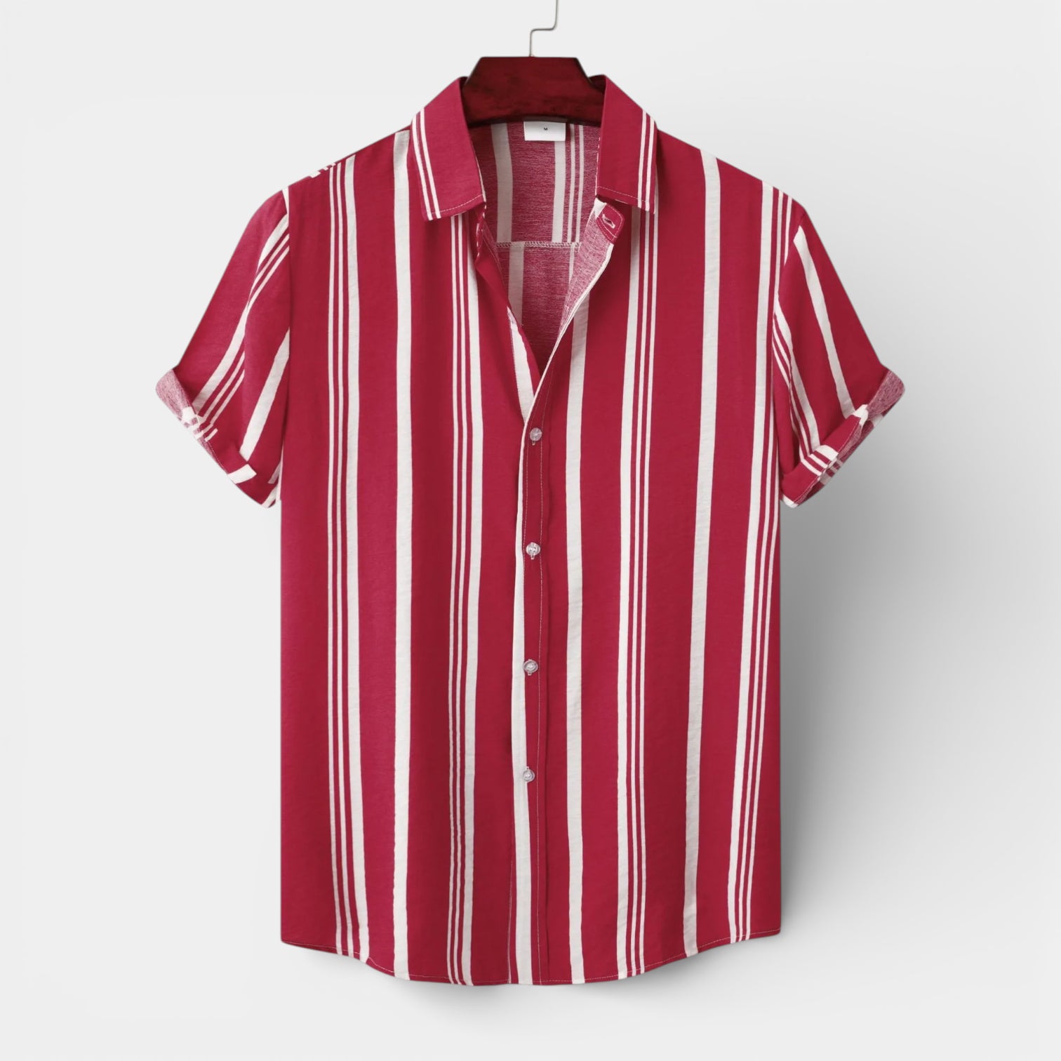 Button-Up Striped Tee Shirt Regular Fit for Men