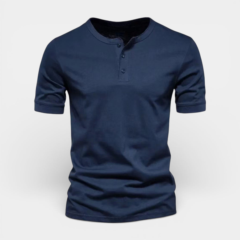 Henley T-Shirt Short Sleeve Button Placket for Men