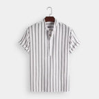 Vertical Stripe Mandarin Collar Shirt Regular Fit for Men