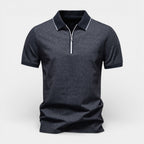 Short Sleeve Zip-Up Polo Shirt Regular Fit for Men