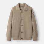 Ribbed Knit Button-Up Cardigan Regular Fit for Men