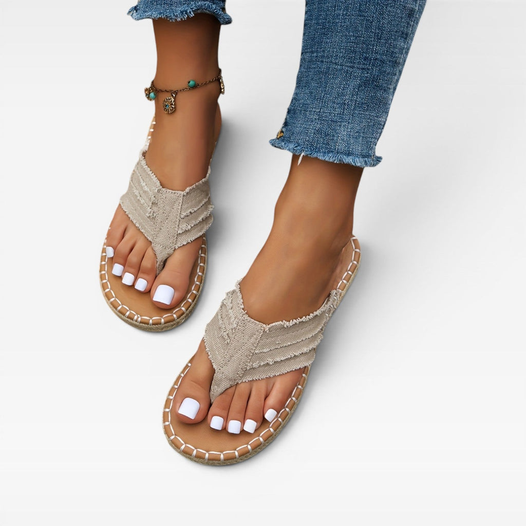 Women's Denim Woven Espadrille Slide Sandals