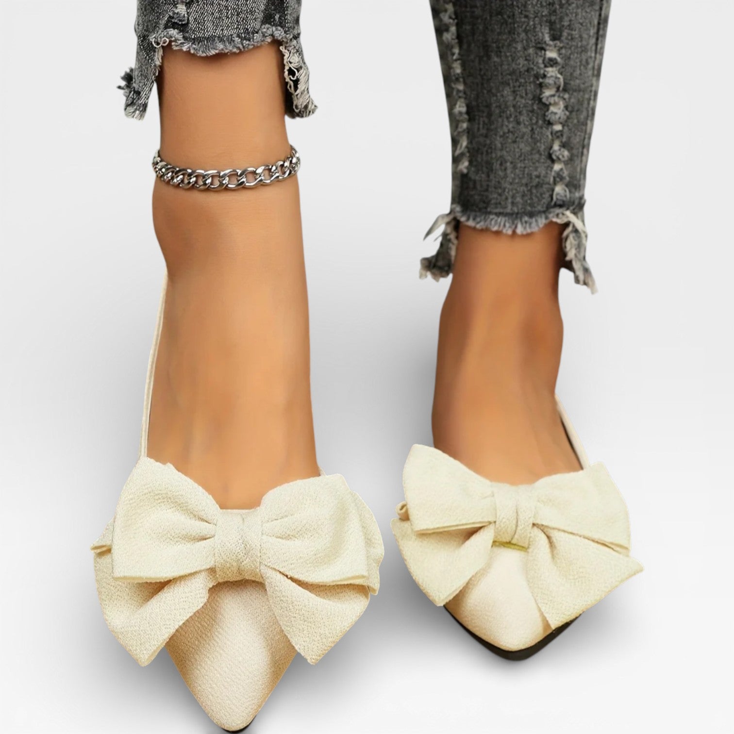 Women's Pointed-Toe Slingback Flats with Bow