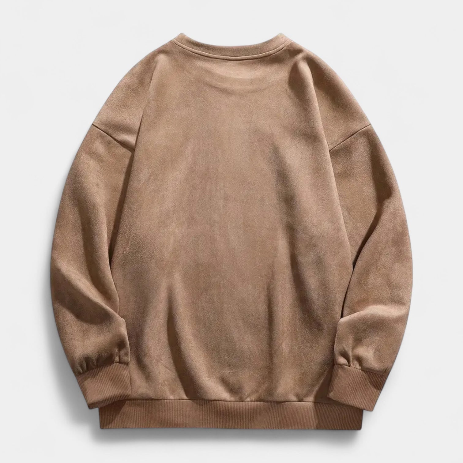 Washed Crewneck Sweater Relaxed Fit Ribbed for Men