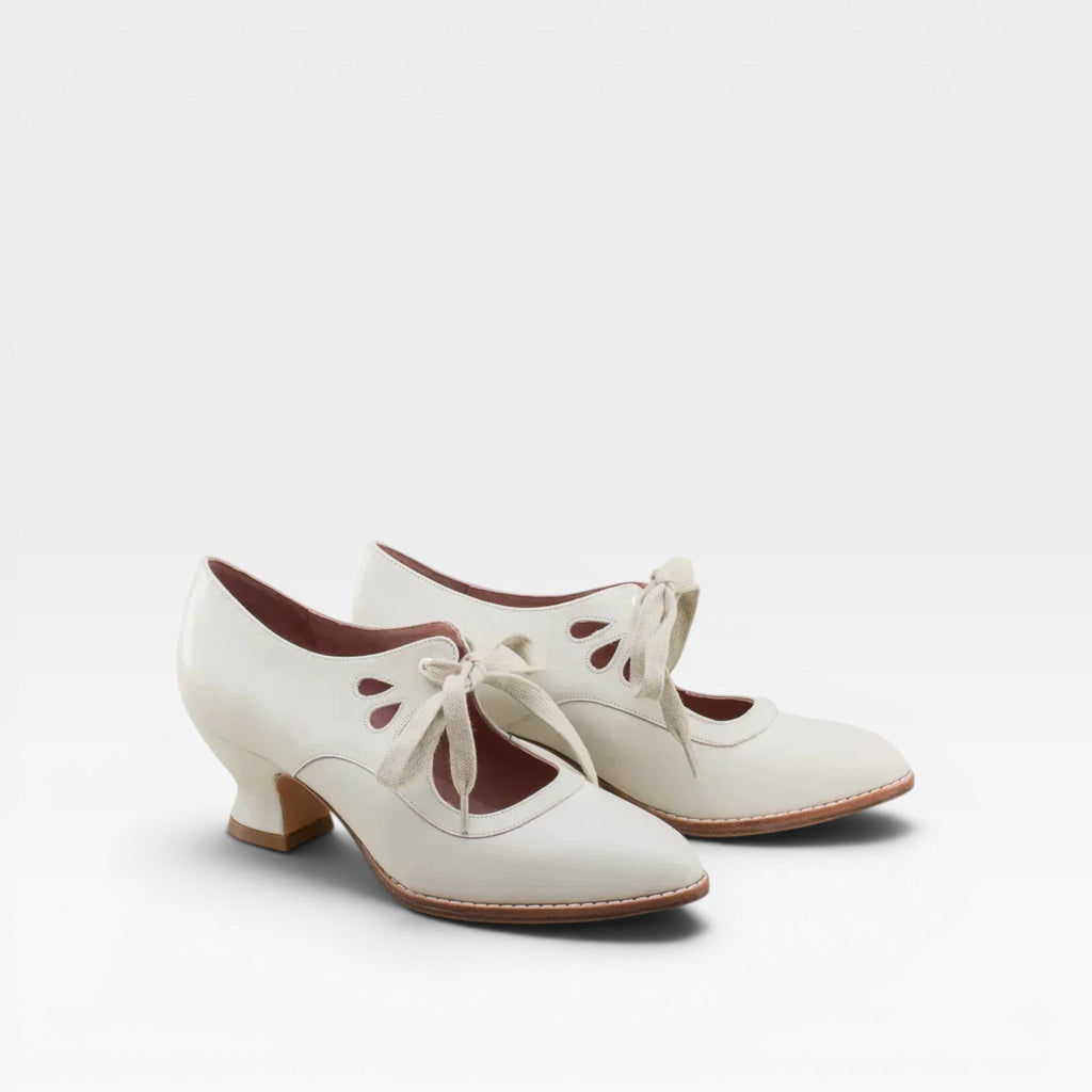 Women's Leather Lace-Up Low Heel Pumps