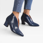 Women's Pointed-Toe Croc-Effect Ankle Boots