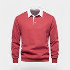 Dress Collar Polo Sweatshirt Cotton Pullover for Men