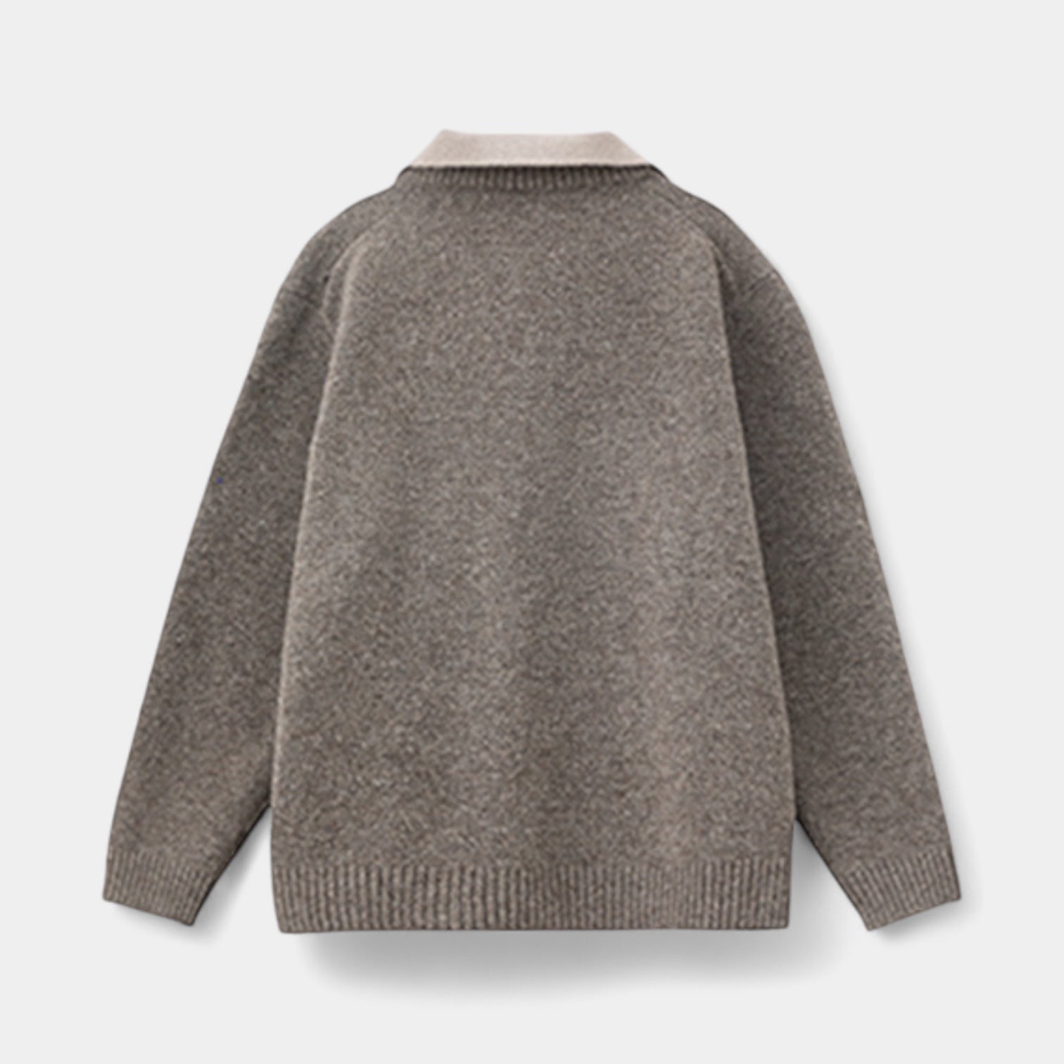 Wool Blend Collared Pullover Sweater Ribbed for Men