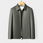 Genuine Leather Jacket Full Zip Regular Fit for Men