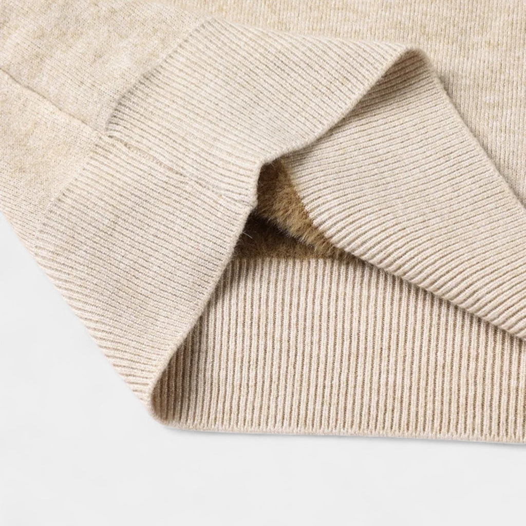 Merino Blend Half-Turtleneck Pullover Ribbed Knit for Men