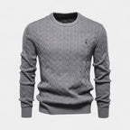 Cable Knit Crew Neck Sweater Regular Fit for Men