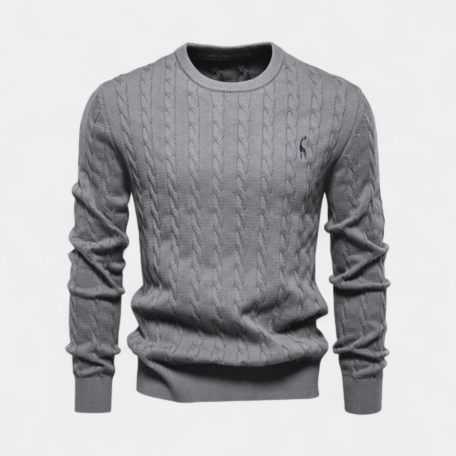 Cable Knit Crew Neck Sweater Regular Fit for Men