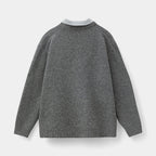 Wool Blend Collared Pullover Sweater Ribbed for Men