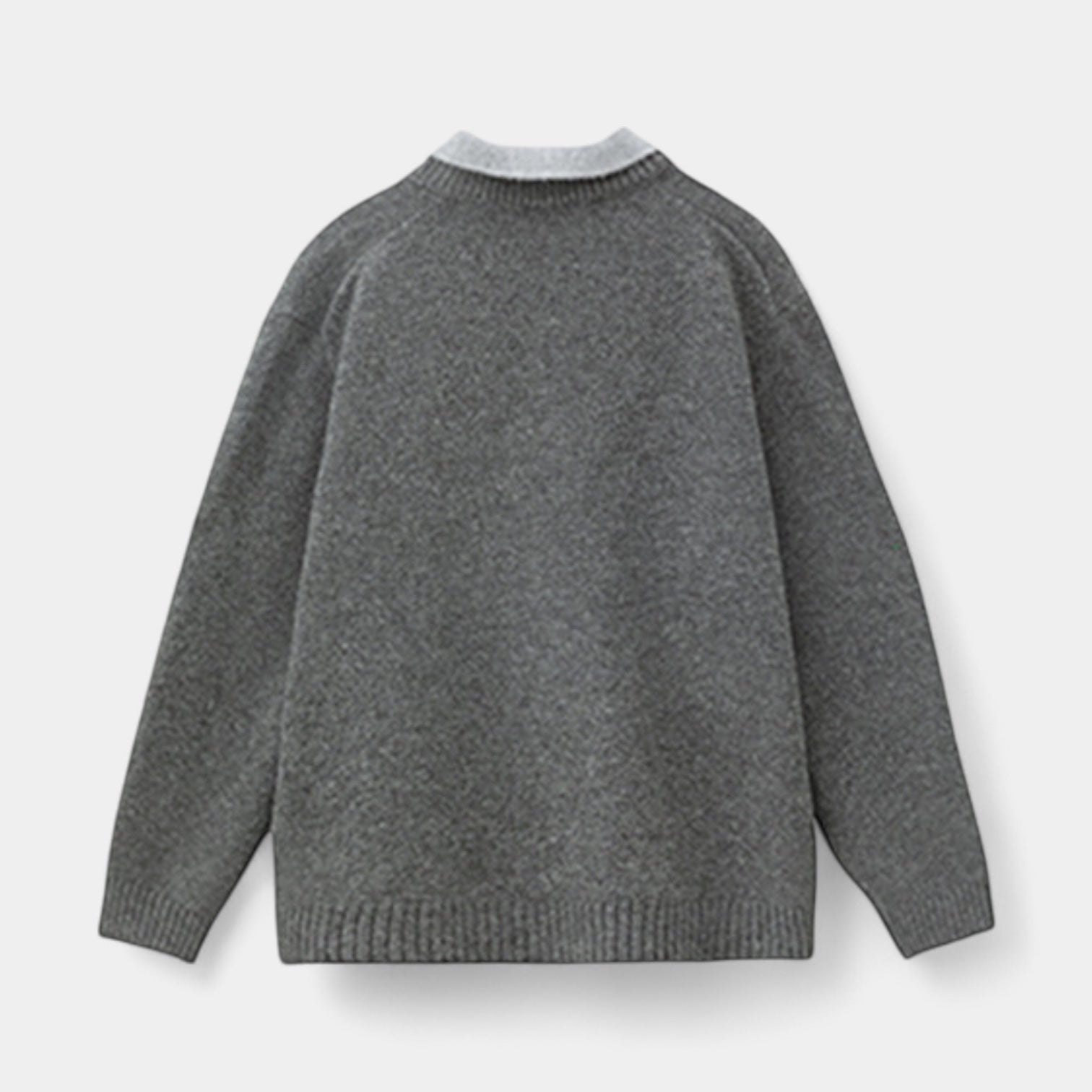 Wool Blend Collared Pullover Sweater Ribbed for Men