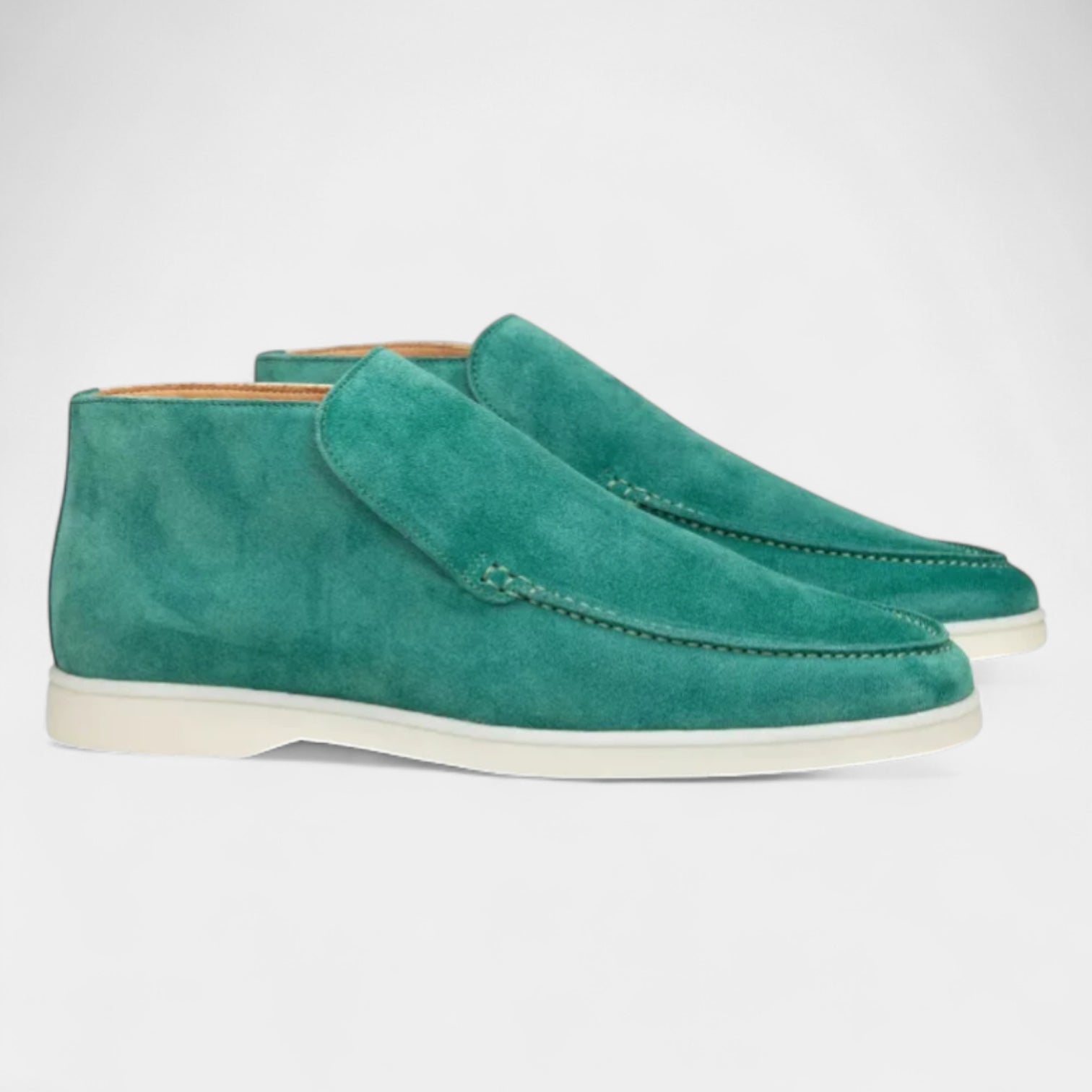 Suede High-Top Loafers Slip-On Rubber Sole for Men