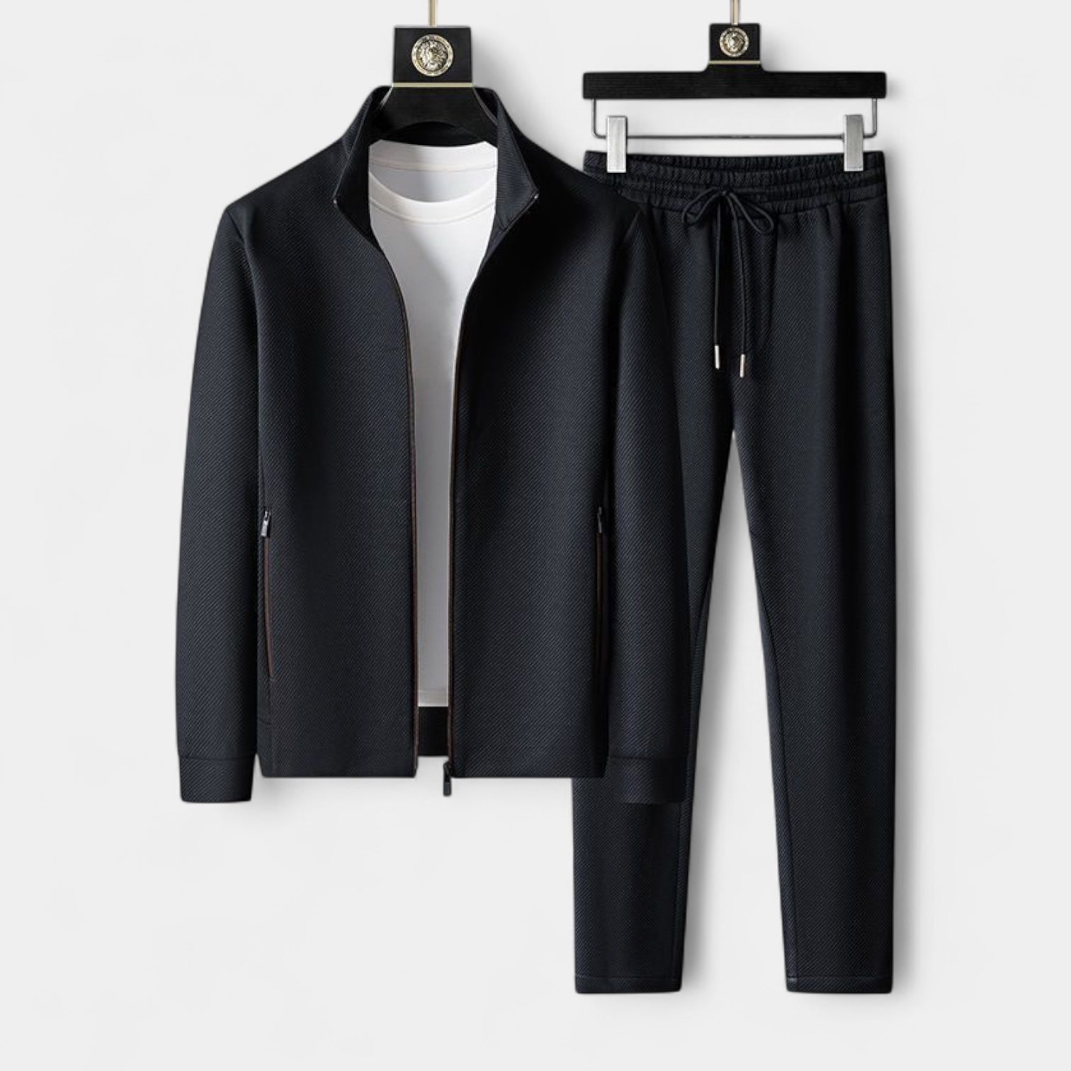 Zip Tracksuit Set Stretch Polyester Regular Fit for Men