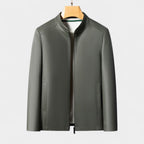 Genuine Leather Stand Collar Jacket Regular Fit for Men