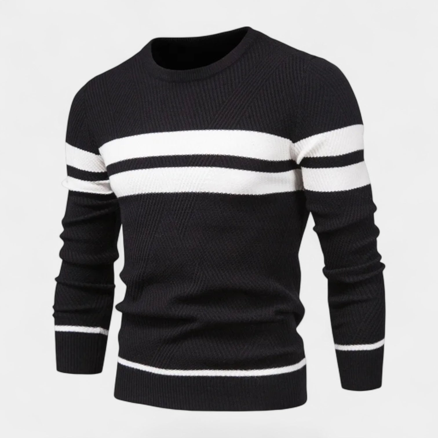 Striped Crewneck Pullover Sweater Slim Fit for Men