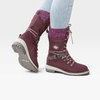 Women's Knit-Cuff Snow Boots with Buckle Detail