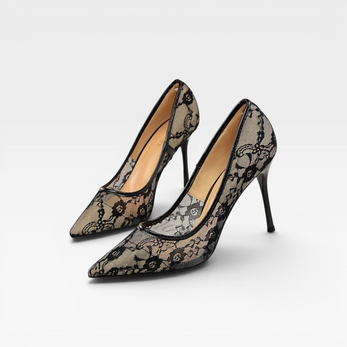 Women's Floral Lace Pointed Toe Pumps