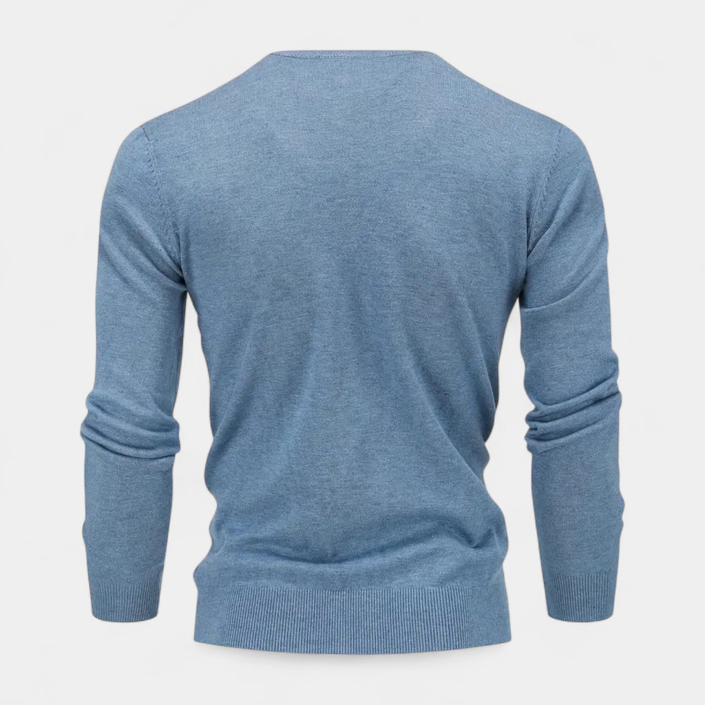 V-Neck Fine-Gauge Knit Sweater Regular Fit for Men