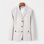 Cotton Blend Single-Breasted Blazer Notch Lapel for Men