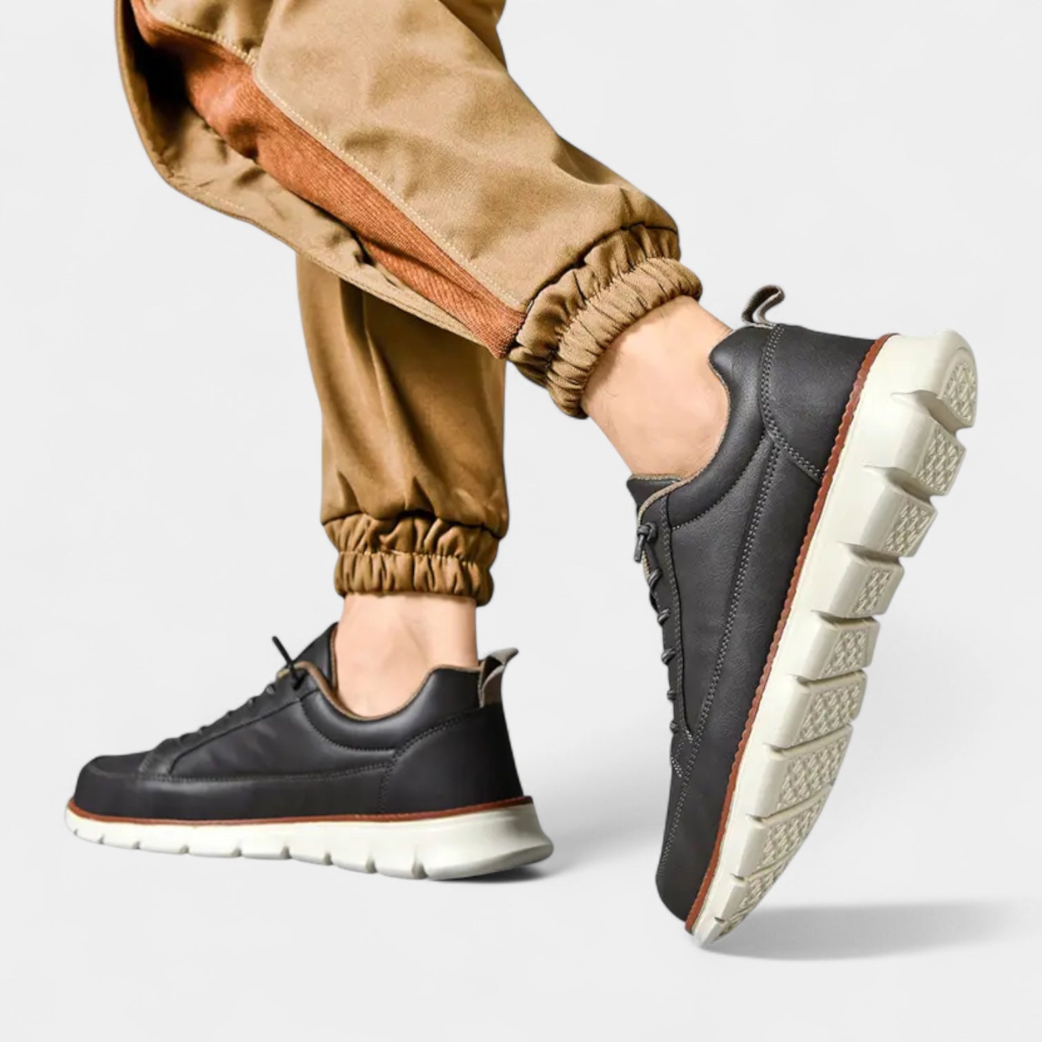 Low Top Lace-Up Leather Sneakers Regular Fit for Men
