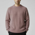 Crew Neck Ribbed Knit Sweater Regular Fit for Men