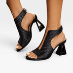 Women's Sculpted Heel Woven Statement Sandals