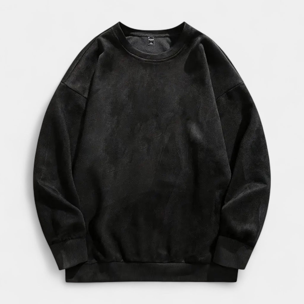 Washed Crewneck Sweater Relaxed Fit Ribbed for Men