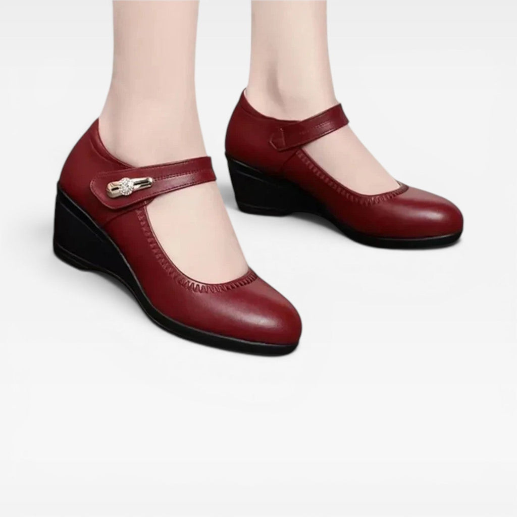 Women's Leather Mary Jane Mid-Heel Pumps