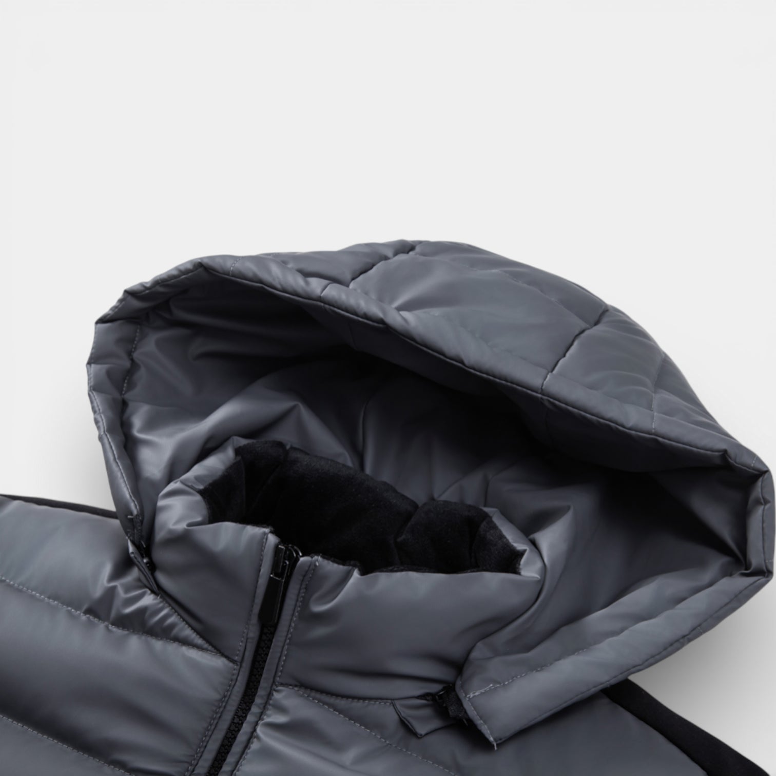 Quilted Hooded Zip-Up Jacket Stretch Sleeves for Men