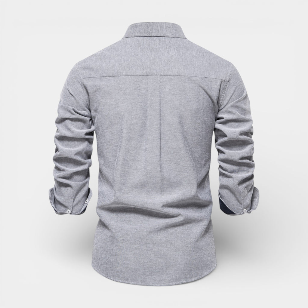 Long Sleeve Button-Up Shirt Contrast Cuff for Men