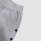 Women's Striped Trousers with Button Detail