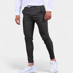 Slim Fit Stretch Trousers Flat Front Tapered for Men
