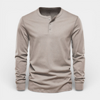 Long Sleeve Henley Shirt Button Placket Regular Fit for Men