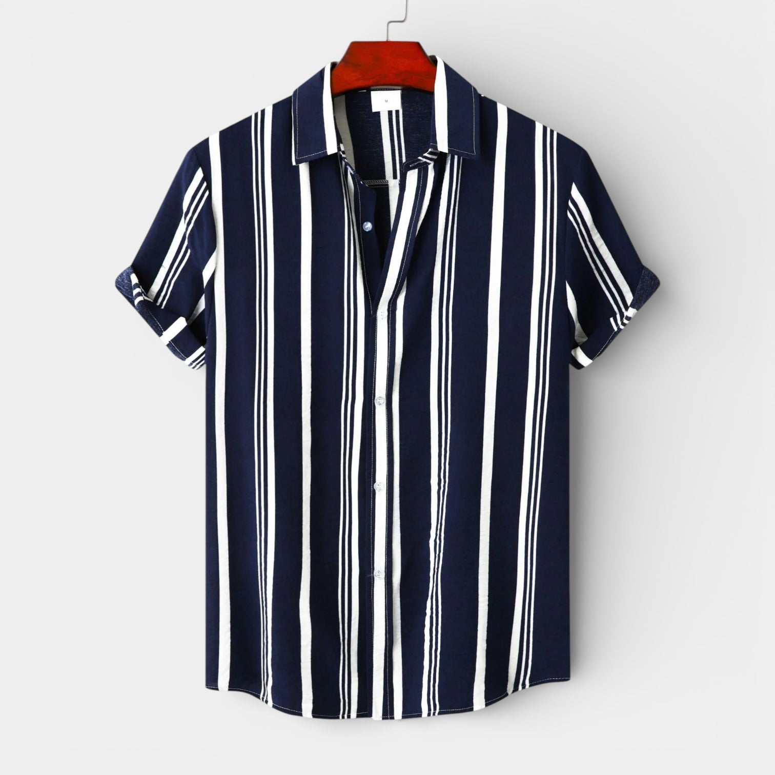 Button-Up Striped Tee Shirt Regular Fit for Men