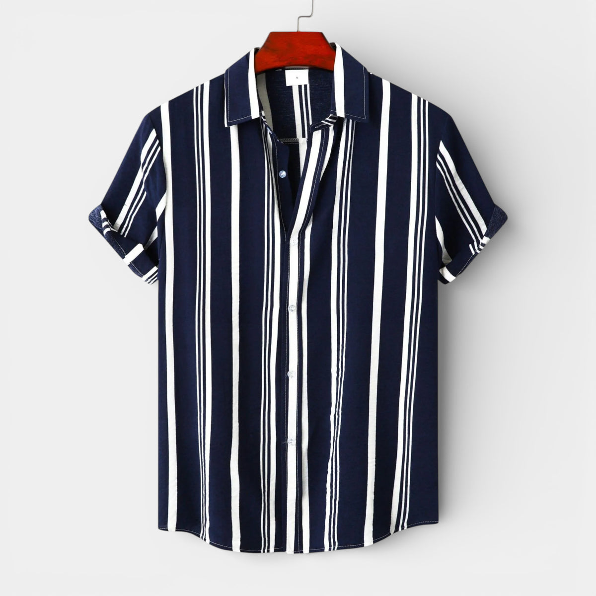 Button-Up Striped Tee Shirt Regular Fit for Men