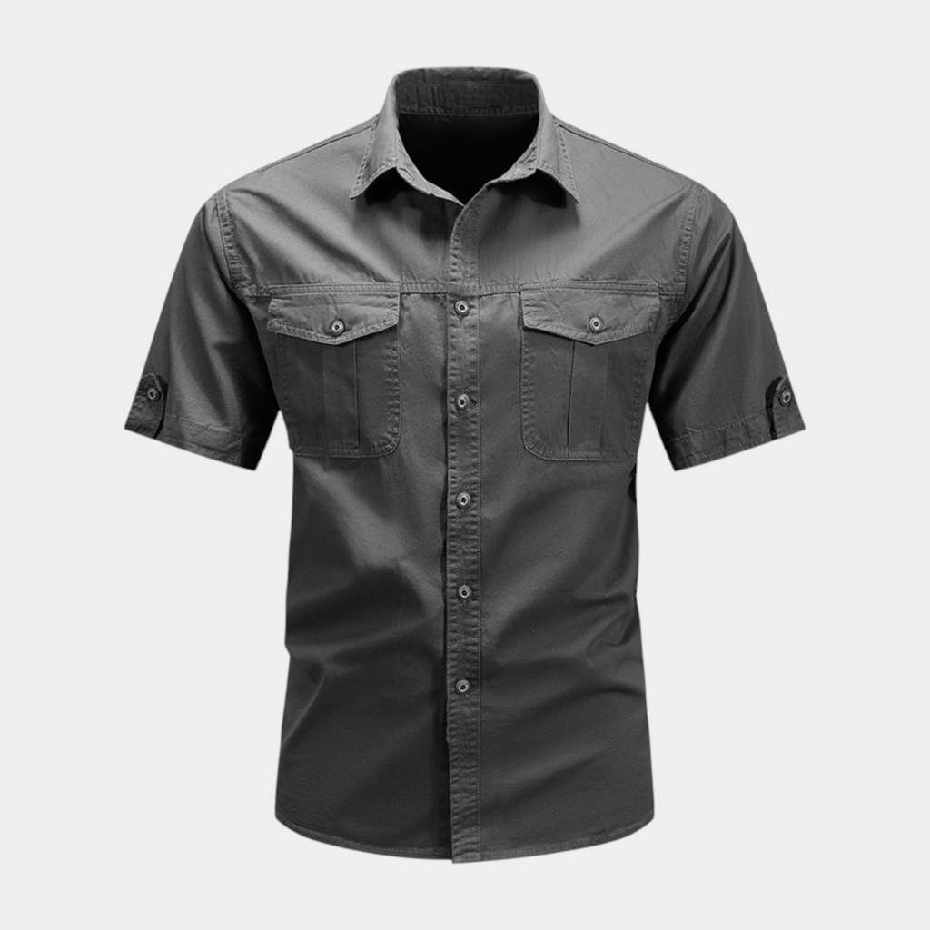 Short Sleeve Button-Up Utility Shirt Regular Fit for Men