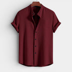 Textured Short Sleeve Button-Up Shirt Regular Fit for Men