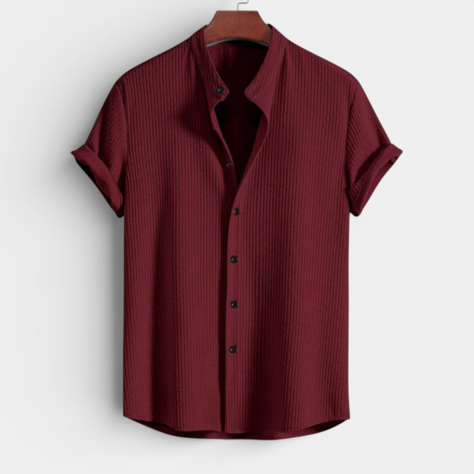 Textured Short Sleeve Button-Up Shirt Regular Fit for Men