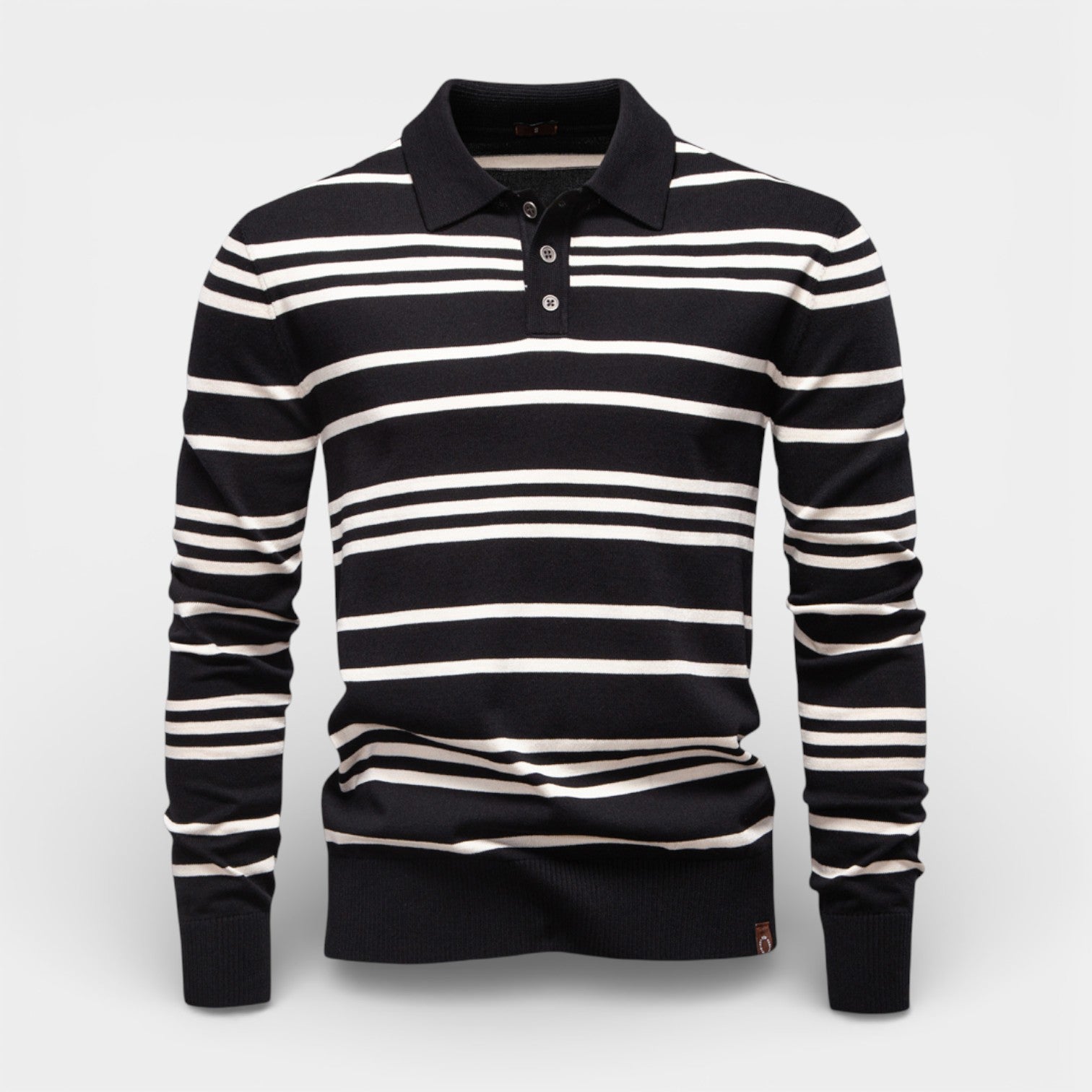 Striped Long Sleeve Polo Shirt Regular Fit for Men
