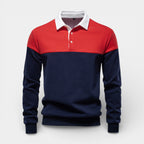 Color Block Long Sleeve Pullover Polo Shirt for Men